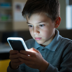 Школьник с телефоном